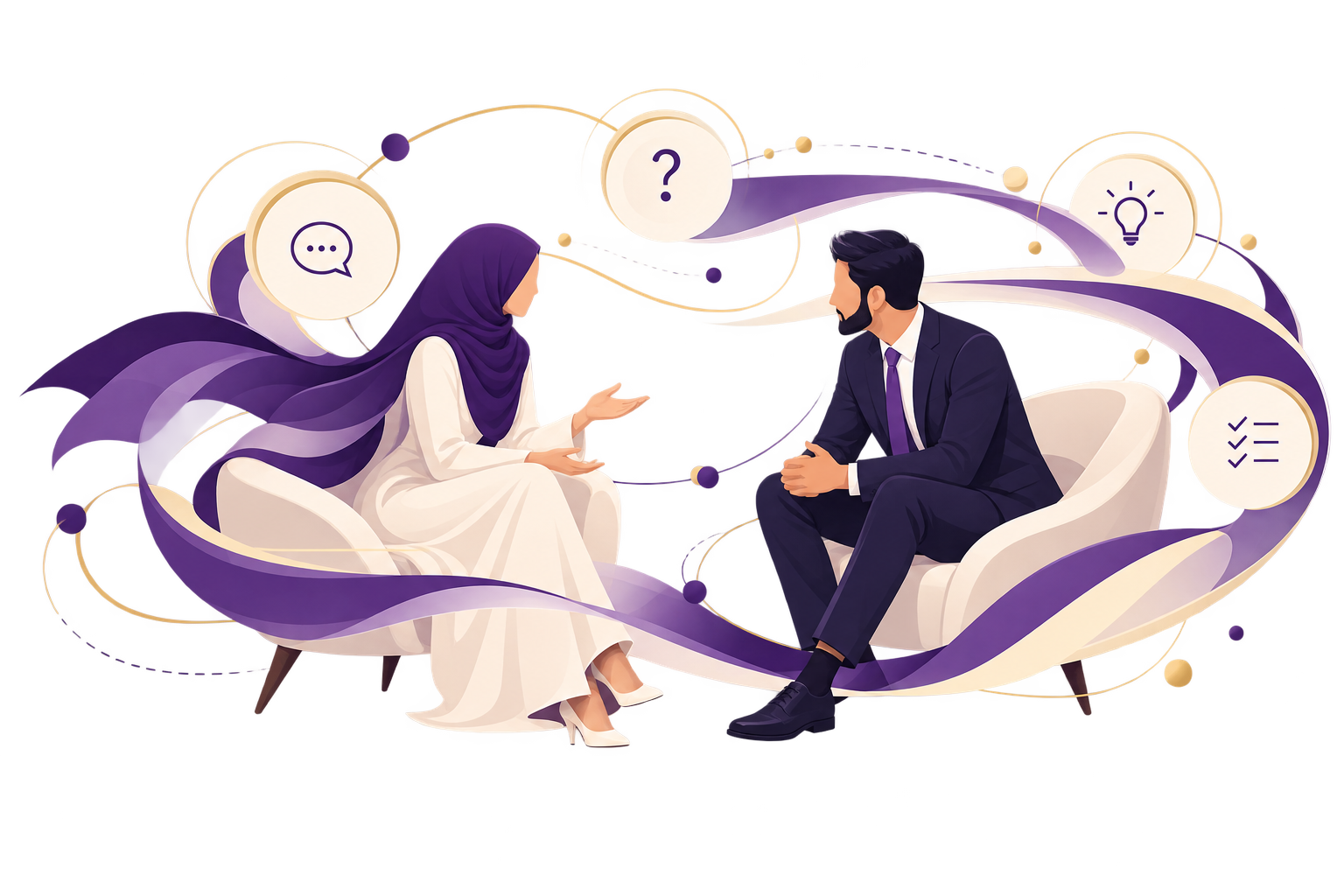 Muslim couple having an important conversation